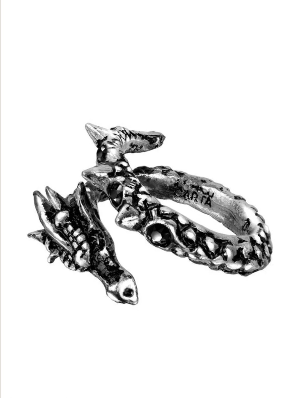 Alchemy of England Dragon Ring with Black Crystals